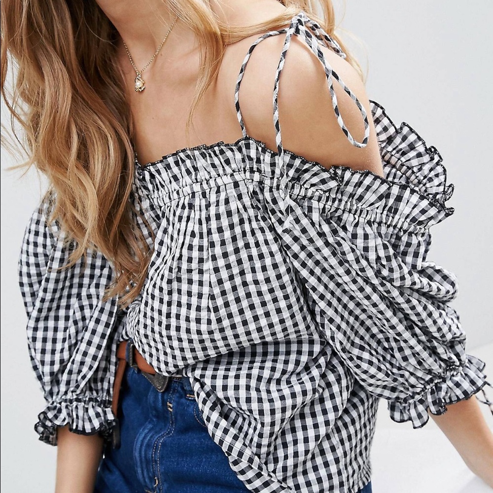ASOS Cold Shoulder Tie Cami Top in Gingham